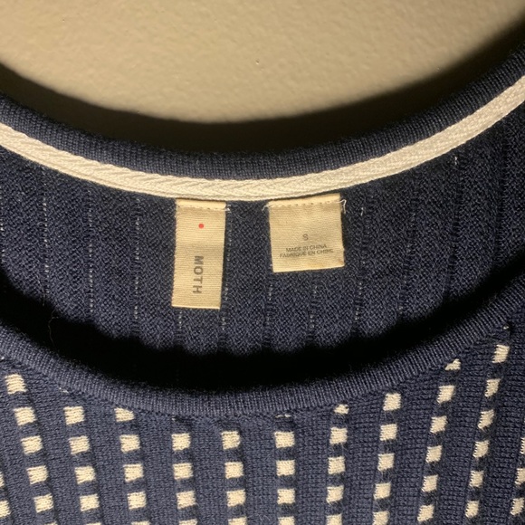 Anthropology Moth Navy and white Knitted Tank ✨ - Picture 3 of 5